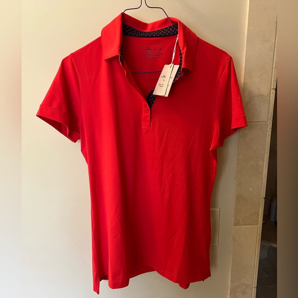 Peter Millar women’s Red Golf Shirt NWT